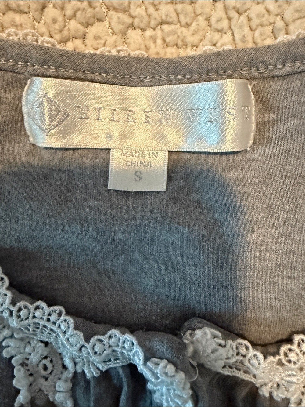 Eileen West Gray Dream Sweater Knit Lace Trim Long Ballet Nightgown Small - Picture 11 of 11